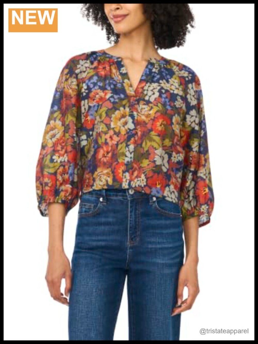 Vince Camuto Floral Raglan Sleeve Button Down Blouse Nylon Blend